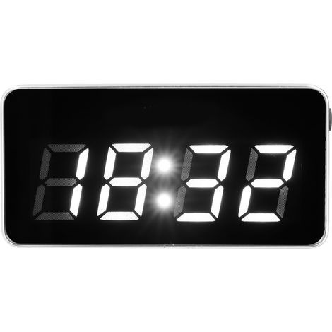 Horloge de bureau avec miroir en verre, fonction lumineuse, affichage LED et calendrier perpétuel pour la maison et le bureau (prise UE). (1/5)