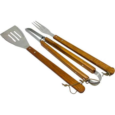 Set 3 pezzi accessori barbecue acciaio inox e legno Fade (1/2)