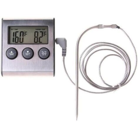 0-300℃ Thermomètre de cuisine avec sonde, Thermomètre et Minuteur Cuisine, Thermomètre digitale a sonde pour viande,barbecue (1/4)