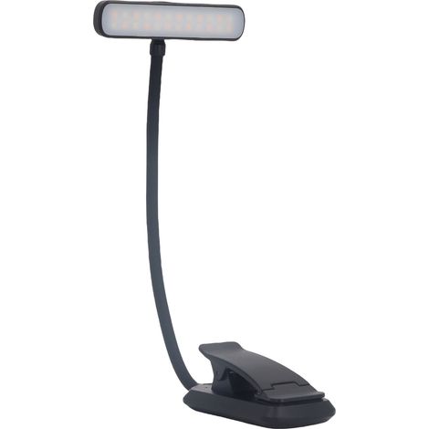 Wiederaufladbare LED-Buchlampe aus Silikon, 3 Farben, stufenlos dimmbar, mit Memory-Funktion, ideal zum Lernen und Lesen im Bett, Schwarz (1/5)