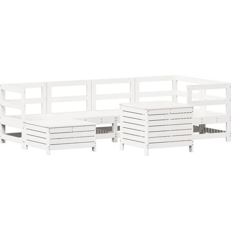 Maison Exclusive - Set Divani da Giardino 7 pz Bianco in Legno Massello di Pino