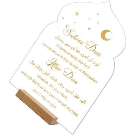 Décoration Eid Mubarak Acrylique pour Table et Meuble Blanc, Résistant à L'usure Motifs Élégants pour Ramadan et Aïd Moubarak (1/5)
