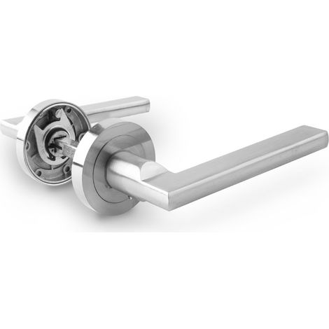 Poignée en aluminium avec rosace droite chromée mat