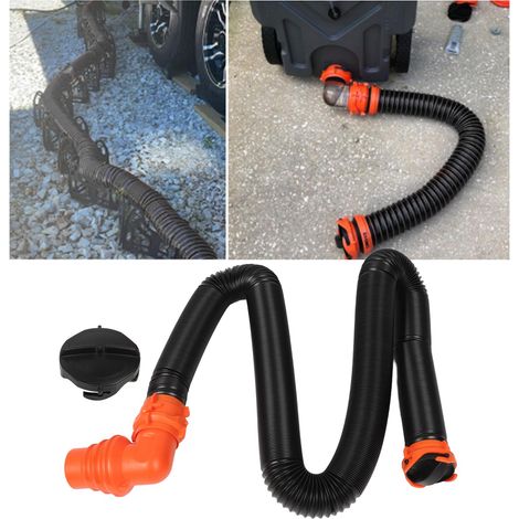 Kit de tuyau d'eaux usées pour VR avec vanne d'eaux usées, tuyau souple en PP et joint pivotant à 90° pour tuyau d'eaux usées, 6M (surdimensionné) (surpoids). (1/5)