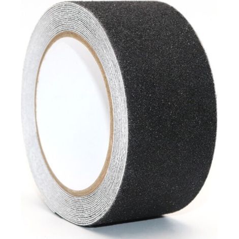 Nastro antiscivolo in PVC nero, 5 m x 5 cm, per scale, gradini, pavimenti, decorazione di sicurezza. (1/4)