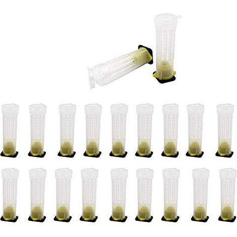 Cages d'élevage d'abeille reine, lot de 20, tubes de protection à rouleau pour abeille reine en plastique, kit de coupe d'élevage d'abeilles ventilé, outils d'élevage apicole pour l'élevage et l'isole (1/5)