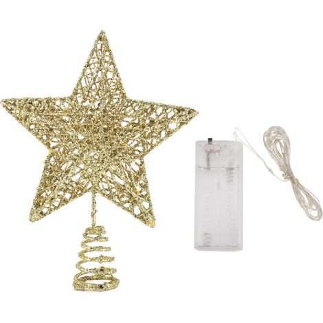 Jeffergarden Décoration de Noël exquise avec un motif LED en forme d'étoile dans une chaude couleur or ferreux, parfaite pour les réunions de famille.