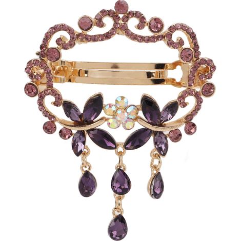 Hair Barrettes Elegant Style Alloy Resin Rhinestone Vibrant Colors Sturdy Durable Eye Catching Small Hair ClipsPurple (1/5)