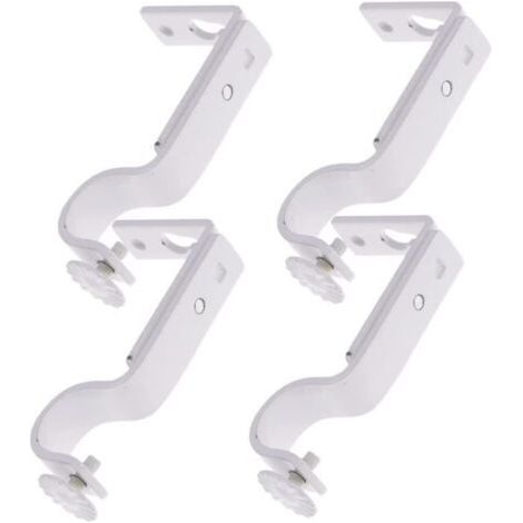 2 Paires De Crochets avec Supports en Métal Blanc Support D'Installation Plafond Simple Support Tringles De Mur-Rideau Tige [756]