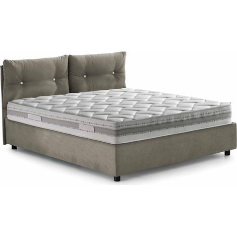 Talamo Italia Doppelbett Petra, Containerbett mit Stoffbespannung, 100% Made in Italy, Frontöffnung, inklusive Matratze Cm 160x200, Turteltaube