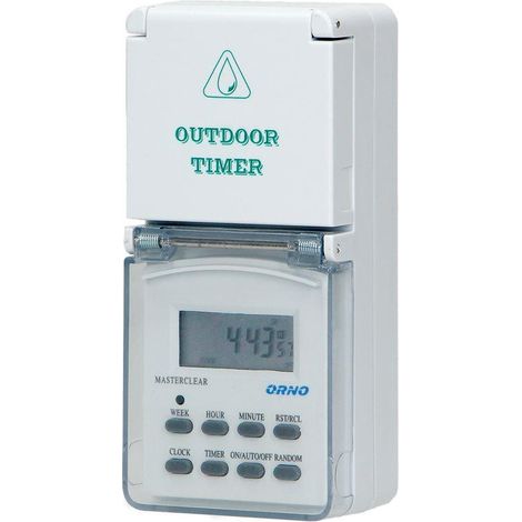 Minuterie extérieure numérique IP44 – 8 programmes horaires – Charge max 3600W – Courant 16A – Montage sur prise secteur – Orno (1/5)
