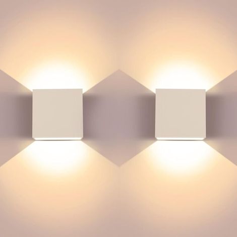 2 Pack Appliques Murales à LED 6W,Applique Murale Carrée Supérieure et Inférieure en Aluminium Moderne Blanc Chaud 3000k,Convient pour le Salon,la Chambre,le Couloir,la salle à Manger (1/5)