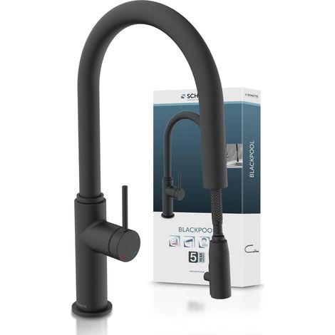 SCHÜTTE Blackpool 79566 rubinetto da cucina con doccetta estraibile, rubinetto da cucina a 360 gradi, miscelatore con miscelatore monocomando, rubinetto per lavello con doccetta estraibile, colore (1/5)