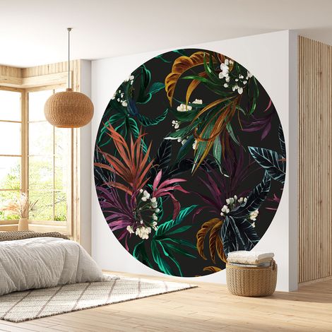 Papier peint rond / cercle - Motif floral - Diamètre 50 cm (1/4)