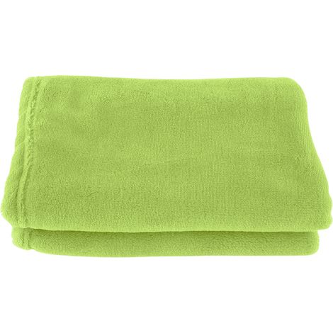 Couverture En Polaire Rayée - Épaisse Et Chaude - Pour Intérieur Et Extérieur - Vert - 1 Pièce (1/5)