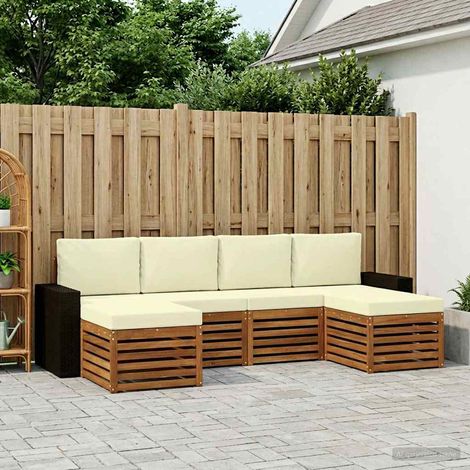 vidaXL Conjunto de sofás de exterior 6 uds. Natural y Crema (1/5)