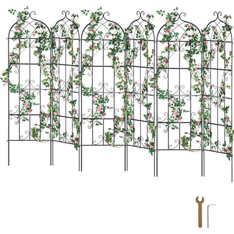 Mophorn-Gartenspalier, 180,3 x 50,8 cm, 6 Packungen Metall-Blumenspalier, Kletterrosen-Spalier für den Außenbereich, Clematis-Stütze für Innenhöfe und Rasenflächen