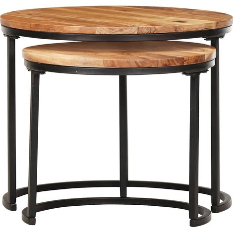 Maison Exclusive - Tables gigognes 2 pcs Bois d'acacia massif (1/5)
