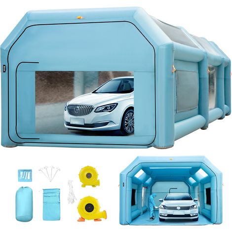 Cabine Peinture Voiture 8x4x3m, Tente Pulvérisation Gonflable Garage Tissu Oxford 210D PVC Souffleur Gonflage 950W Souffleur de Ventilation 330W Tente Tunnel pour Camping Mécaniciens Automobile