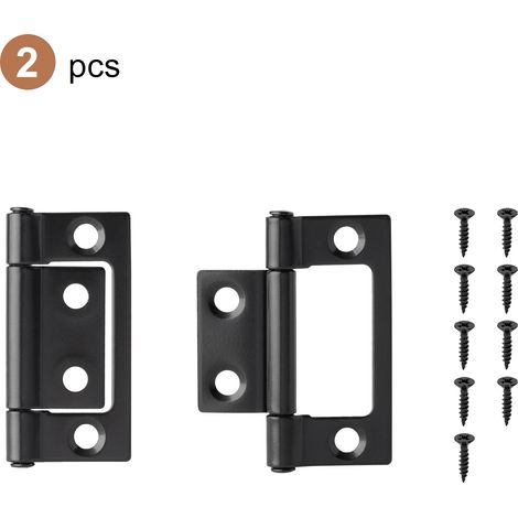 (Noir 5 cm, lot de 2) 2 charnières plates en métal à 360° pour portes de placard, fenêtres, boîtes en bois et accessoires de quincaillerie pour meubles. (1/5)