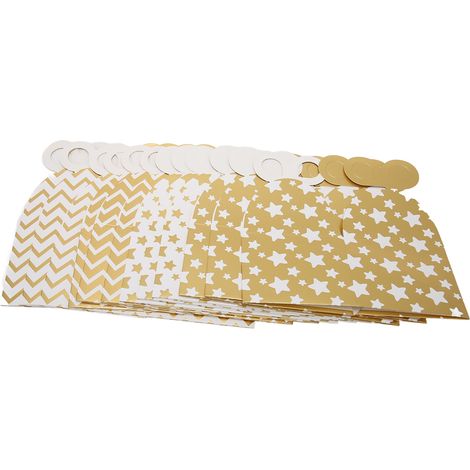 Lot de 24 petites boîtes cadeaux dorées et blanches (2 styles), faciles à assembler, en papier résistant, idéales pour les fêtes, mariages et anniversaires. (1/5)