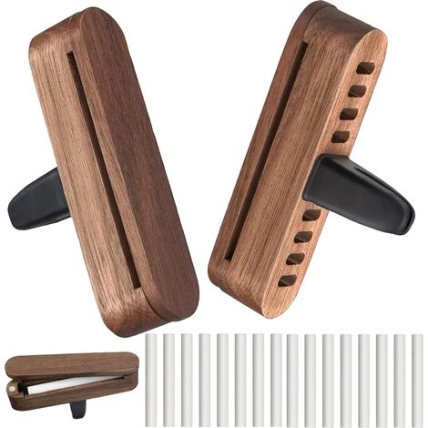 Lot 2 diffuseurs voiture bois - Clip - 16 recharges (1/5)