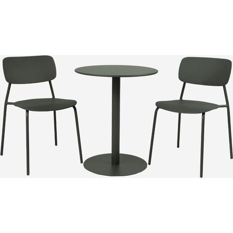 Set tavolo da giardino bistrot rotondo in acciaio con 2 sedie (1/3)