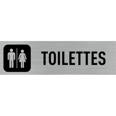 Pictogramme Toilettes – Signalisation de Porte 170x50 mm – Plaque aluminium brossé 2 mm – Fabrication française