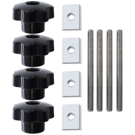 Accessoires spéciaux pour glissière à rainure en T pour le travail du bois (4 poignées + 4 tiges de vis + 4 petits curseurs M8) (1/5)