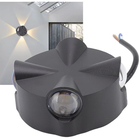 Applique murale ronde minimaliste à LED 4W, lampe d'éclairage à quatre faces avec 4 LED, lampe de chevet, lampe en aluminium, éclairage décoratif moderne et créatif pour couloir, cour ou extérieur. (1/5)