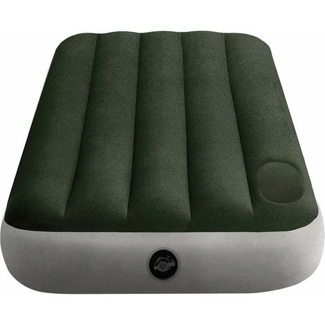 materasso ad una piazza e mezza gonfiabile intex "airbed dura-beam standard downy" colore verde scuro con pompa a pedale, 137x191x25 cm - cod. 64762 (1/5)