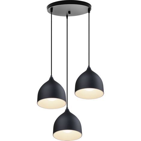 3 Flammige Pendelleuchte Schwarz, Moderne Skandinavisch Hängelampe aus Metall E27 Mini Hängeleuchte für Wohnzimmer Esszimmer Schlafzimmer- Runde Basis