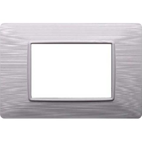 Plaque compatibles Vimar Plana 3 modules plastique couleur blanc satiné Ettroit EV85301