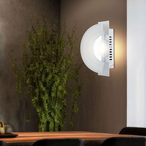 Applique murale lampe d'escalier moderne applique chromée verre, aluminium, 1x LED 5W 380Lm blanc chaud, LxP 20x7 cm