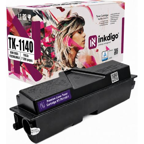 Toner Inkdigo TK1140 compatible avec l'imprimante multifonction Kyocera ecosys M2035dn FS-1035MFP, certifié TÜV. (1/3)