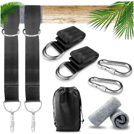 Hängemattengestell mit Befestigung, Karabinern und D-Ringen, 2 Baumschonern, Hängemattenaufhängung für Camping, Gartenschaukel, Hängematte, max. 550 kg (1/5)