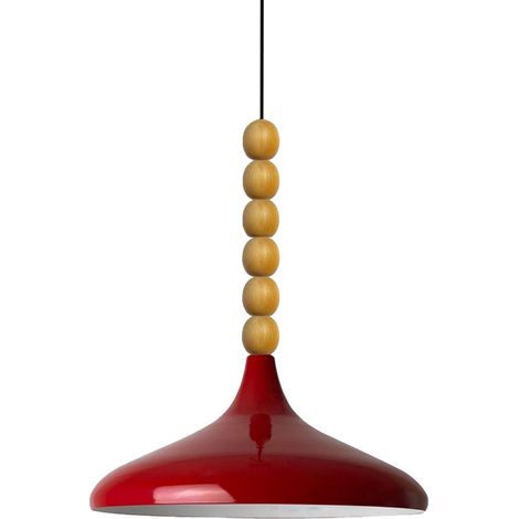 bamyum Holz Champion Suspension Industrielle Plafonnier, 35 cm Abat-Jour Plafonnier, Suspension Industrielle, E27 Lumières Pour Salon & Salle À Manger, Luminaire Suspendu Rouge (1/5)