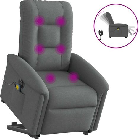 Elektrischer Massagesessel mit Aufstehhilfe Dunkelgrau Stoff