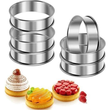 Cercle Patisserie - Acier Inoxydable 304 - Diamètre 8 5 Cm Hauteur 2 5 Cm - Pour Tartelettes Muffins Gâteaux - Lot De 6 (1/5)