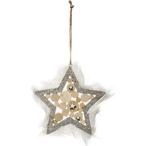 Sujet de Noël Étoile "Hors Piste" 12cm Argent