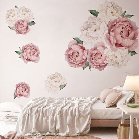 Wandaufkleber Pfingstrose rosa/beige – Natürliche Blumendekoration für Wohnzimmer, Schlafzimmer oder Küche.