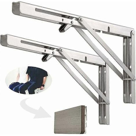 Support mural pliable 500 mm, acier inoxydable 304, pour établi, support pliable, support mural (2 pièces), argent WHWY (1/5)