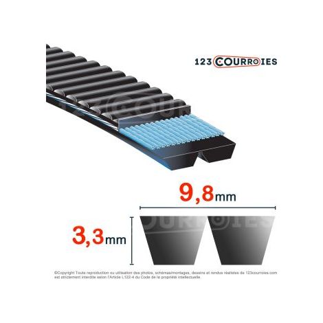Courroie trapézoïdale polyuréthane Bando Banflex 2-5MS518