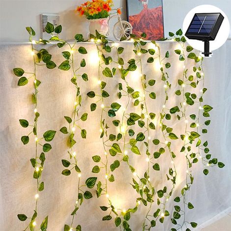 Guirlande Solaire Lierre Érable 10m, 100 LEDs Décor Jardin Extérieur, Lumière Vigne Rotin Feuilles Vertes, Éclairage Sobre pour Arbre et Pergola (1/5)