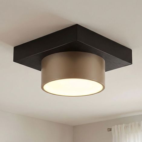 Plafoniera Plafoniera LED Lampada da soggiorno in metallo nero champagne L 20 cm