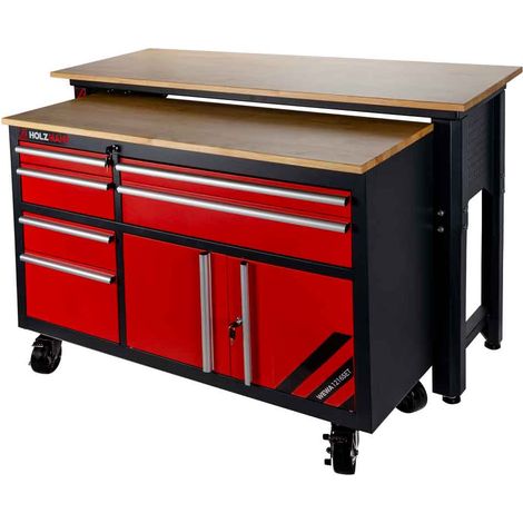 Holzmann – Établi modulable avec table de travail – Capacité de charge 400 kg – Dimensions 1216 x 480 x 920 mm – Pour chantiers humides (1/6)