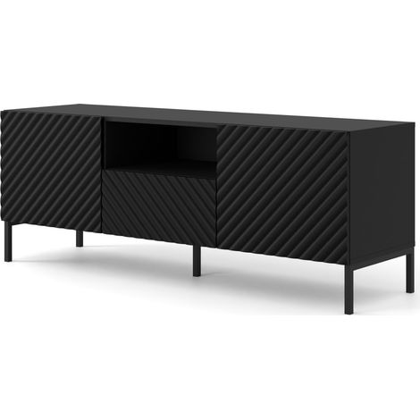 PORTA TV SURF 150 2D1S NERO OPACO GAMBE NERE