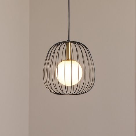[GEBRAUCHT] B-Ware Hängeleuchte Pendelleuchte Bell S Lampe schwarz gold weiß 1 flammig 24 cm (1/2)