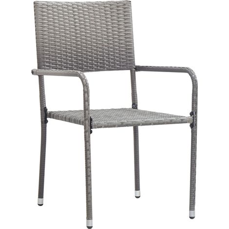 Maison Exclusive - Sedie da Pranzo da Giardino 4pz Impilabili Grigie in Polyrattan (1/5)