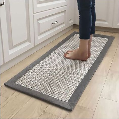 Tapis de Cuisine, Devant evier, antidérapant, Tapis Lavable en Machine Coton et Lin Absorbant Gris(50x 120cm) (1/4)